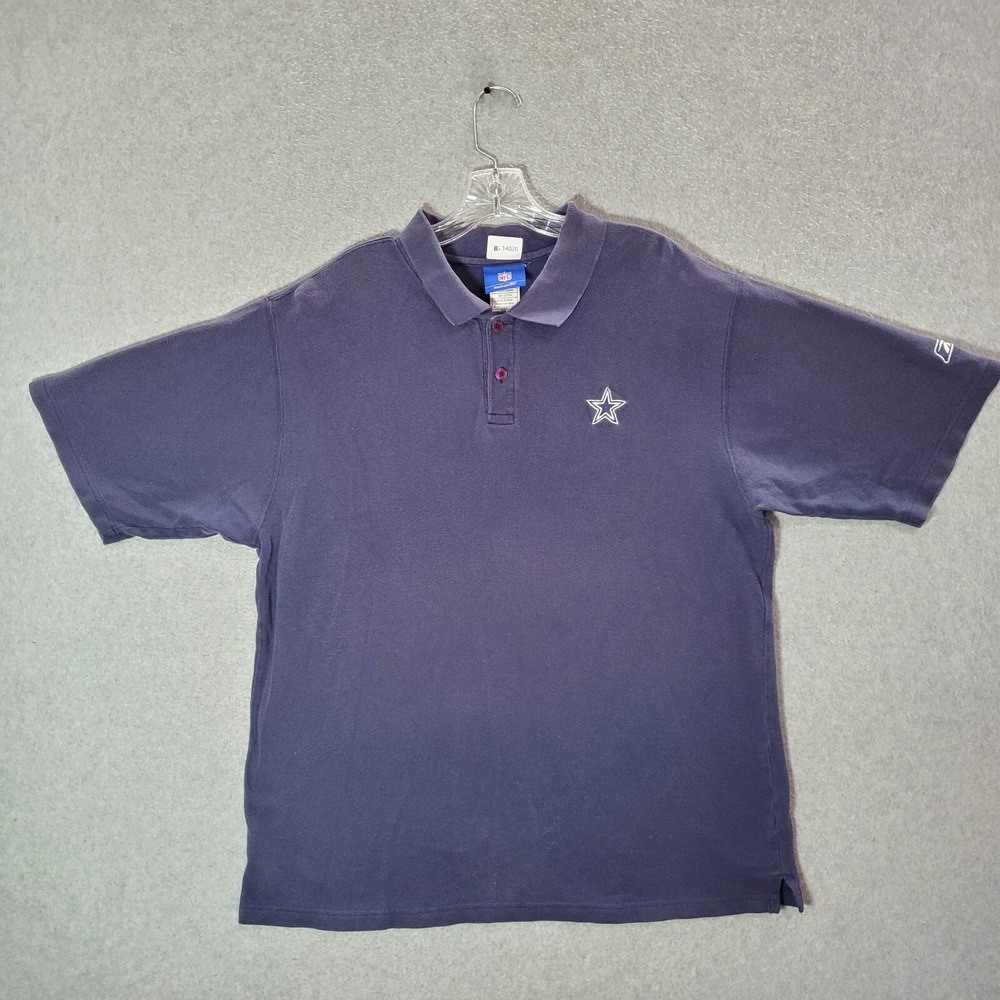 VINTAGE Dallas Cowboy Men Polo Shirt Large Blue Reebok Y2K Logo Embroidered